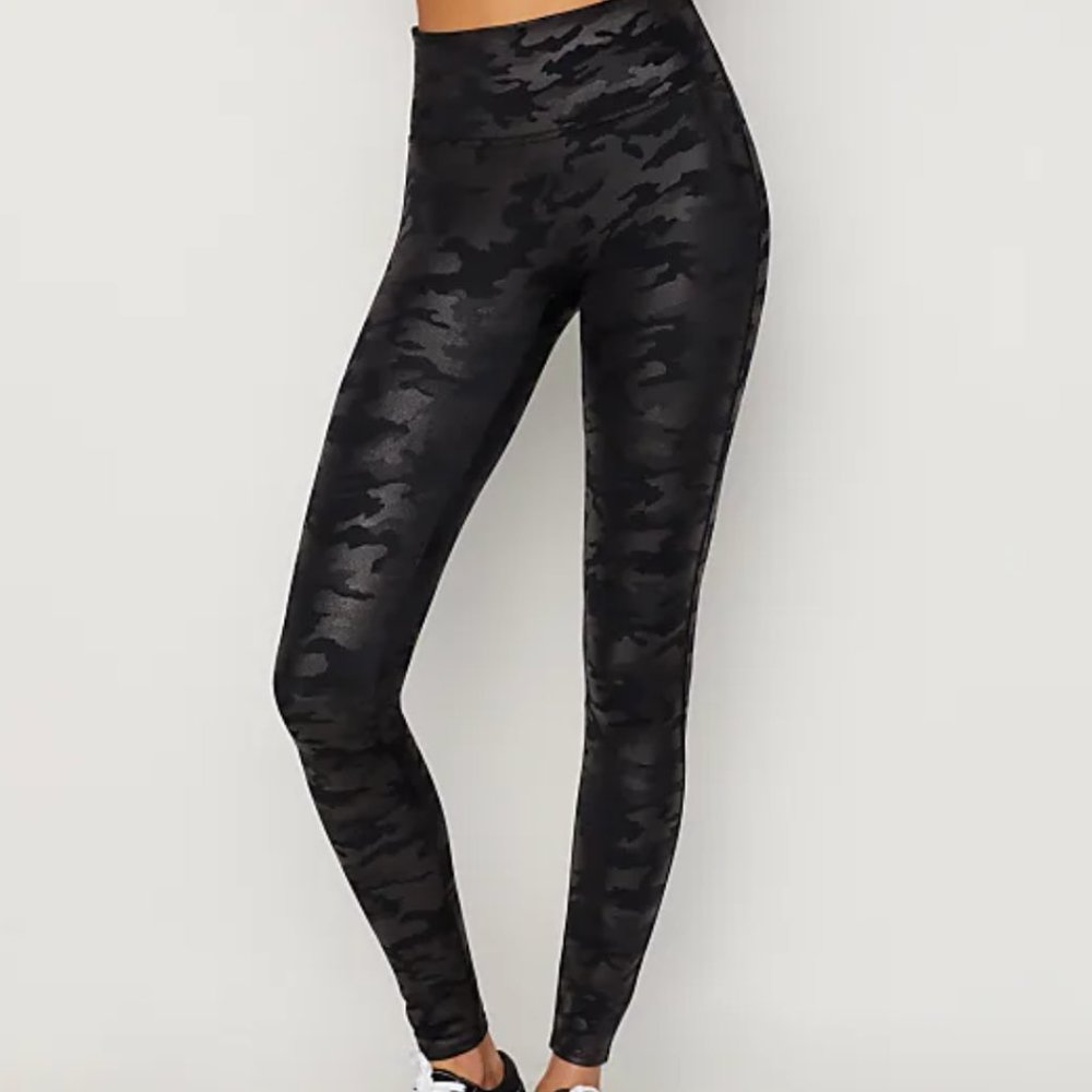 SPANX Faux Leather Camo Leggings